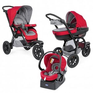 Carucior Chicco Trio Activ3, Car Kit, 0+luni, Red Berry