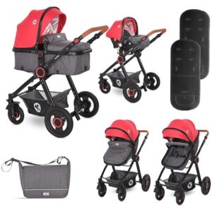 Carucior 3 in 1 Lorelli Alexa Cherry Red, cos auto inclus, Rosu