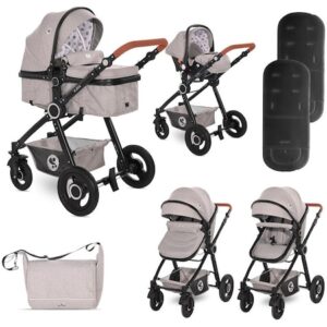 Carucior 3 in 1 Lorelli Alexa Opaline Grey Elephants, cos auto inclus, Gri