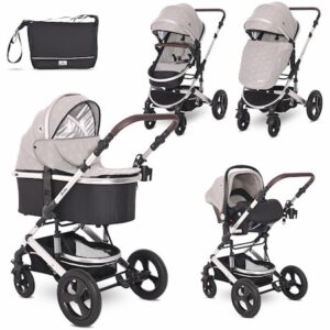 Carucior 3 in 1 Lorelli Boston Cool Grey Stars, Gri