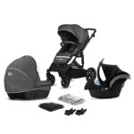 Carucior 3 in 1 Kinderkraft Prime Lite, Negru/Gri